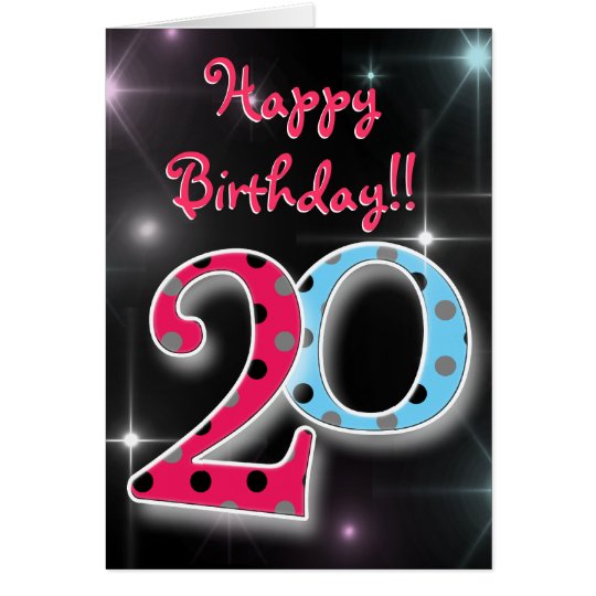 Happy 20th Birthday Fun And Bright Polka Dot Card