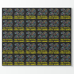 [ Thumbnail: Happy 20th Birthday, Fun Colorful Stars Pattern 20 Wrapping Paper ]
