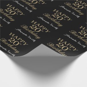 Happy 20th Birthday Gold Glitter Wrapping Paper