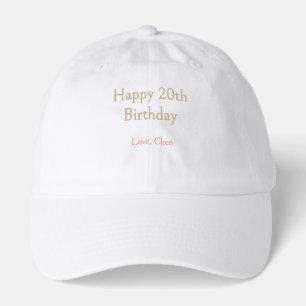 happy 20th birthday green orange pastel name date hat
