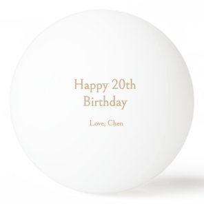 happy 20th birthday green orange pastel name date  ping pong ball