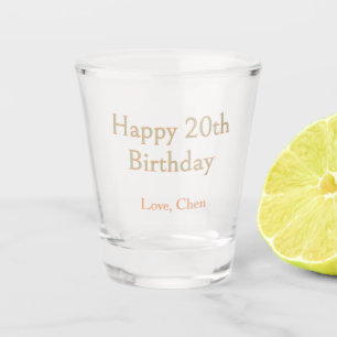 happy 20th birthday green orange pastel name date shot glass
