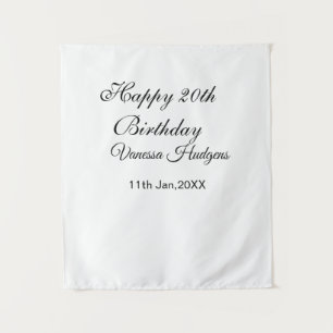 Happy 20th birthday name date simple minimal  tapestry