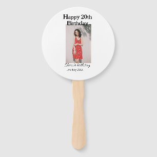 Happy 20th birthday photo modern simple minimal hand fan