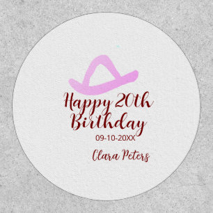 Happy 20th birthday pink cowboy girl name date sim patch