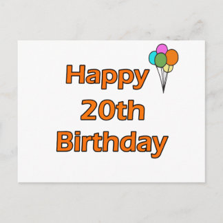 Happy 20th Birthday Postcard