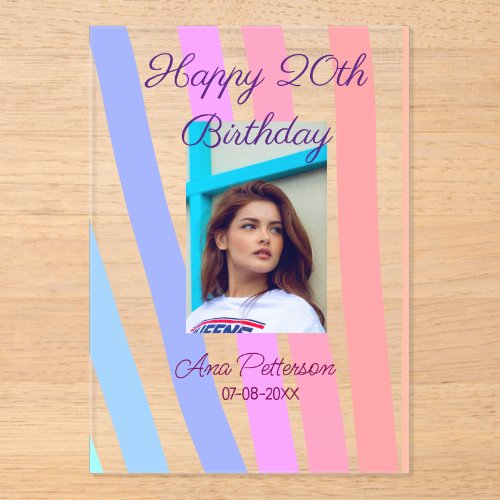 Happy 20th Birthday rainbow rustic boho lines phot