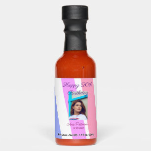 Happy 20th Birthday rainbow rustic boho lines phot Hot Sauces
