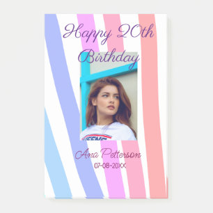 Happy 20th Birthday rainbow rustic boho lines phot Post-it Notes