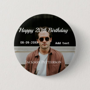 Happy 20th birthday simple photo add name date mod button