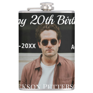 Happy 20th birthday simple photo add name date mod flask