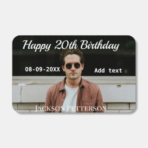 Happy 20th birthday simple photo add name date mod matchboxes