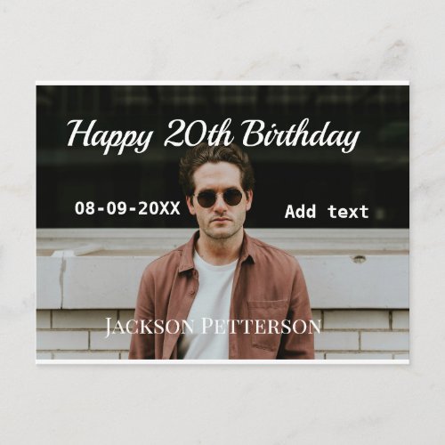 Happy 20th birthday simple photo add name date mod