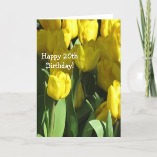 Happy 20th Birthday Yellow tulip greeting card