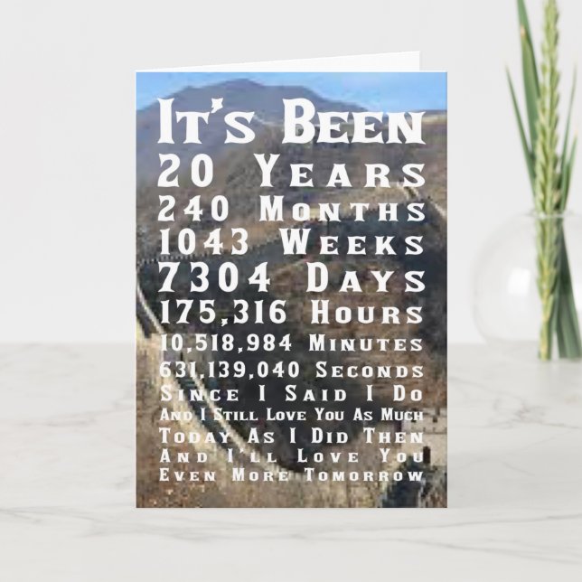 Happy 20th China  Wedding Anniversary Card (Front)