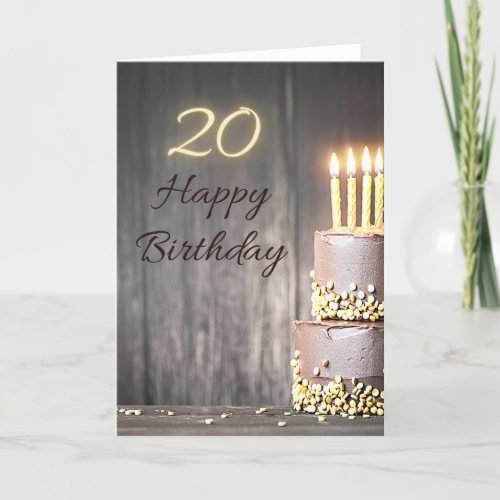 Happy 20th Chocolate Birthday Cake Greeting Card