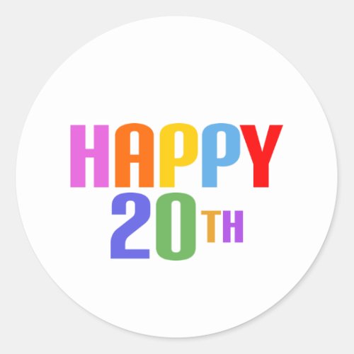 Happy 20th classic round sticker