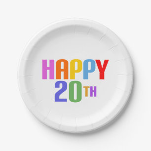 Happy 20th paper plates