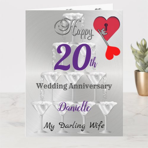 Happy 20th Wedding Anniversary Card For Wife 
