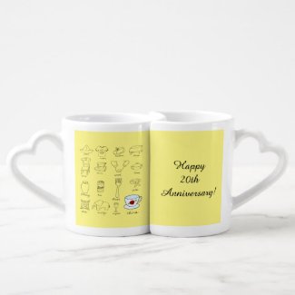 Happy 20th Wedding Anniversary Gift for Couple Coffee Mug Set