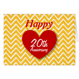 Happy 20th Wedding Anniversary Gold Chevrons B20 Card