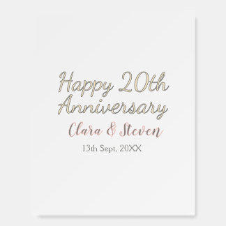 HAPPY 20TH WEDDING ANNIVERSARY NAME PINK GRAY PAST FOAM BOARD