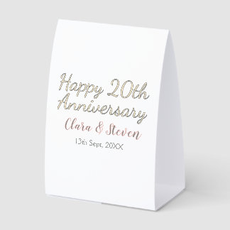 HAPPY 20TH WEDDING ANNIVERSARY NAME PINK GRAY PAST PAPER TABLE TENT 