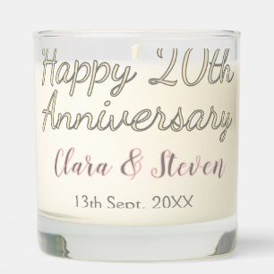HAPPY 20TH WEDDING ANNIVERSARY NAME PINK GRAY PAST SCENTED CANDLE