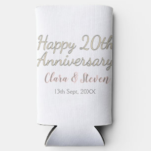 HAPPY 20TH WEDDING ANNIVERSARY NAME PINK GRAY PAST SELTZER CAN COOLER