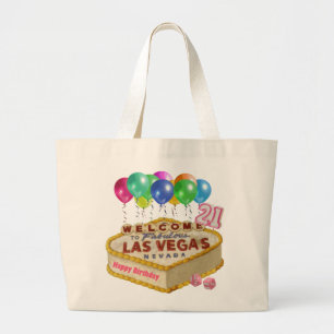 Happy 21 Birthday Las Vegas CAKE Tote Bag