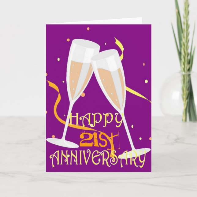 Happy 21st anniversary champagne celebration card (Front)