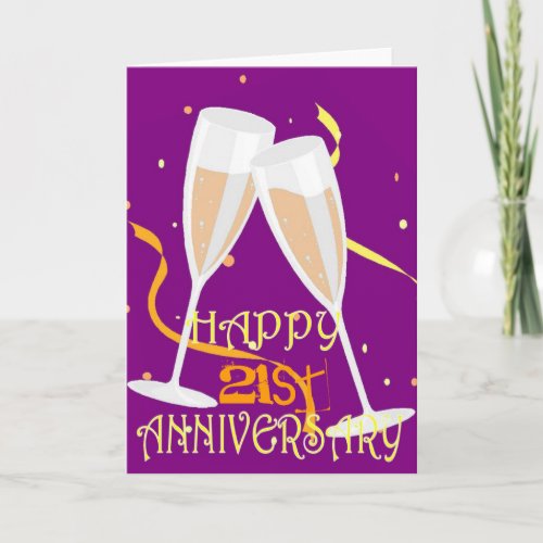 Happy 21st anniversary champagne celebration card