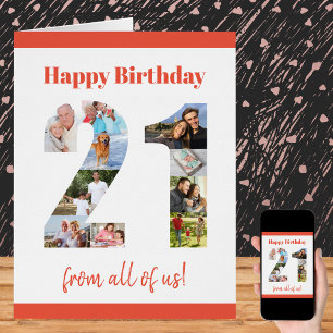 Happy 21st Birthday 21 Number Photo Collage Big Cards