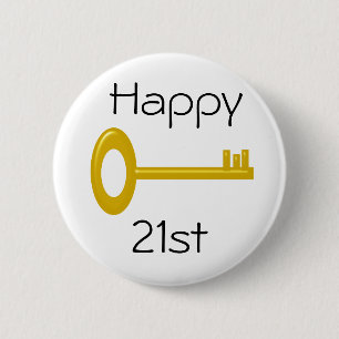Happy 21st Birthday Badge Button