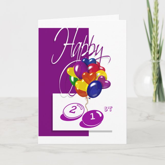Happy 21st birthday balloons bright any age card (Front)