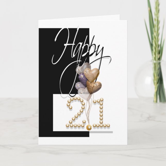 Happy 21st birthday balloons funny card (Front)