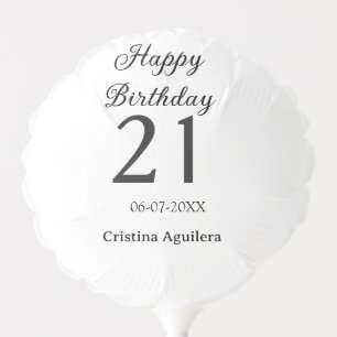 Happy 21st birthday bold letter simple name minima balloon