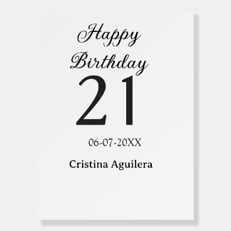 Happy 21st birthday bold letter simple name minima foam board