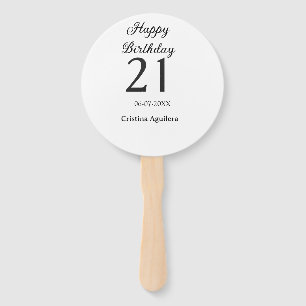 Happy 21st birthday bold letter simple name minima hand fan
