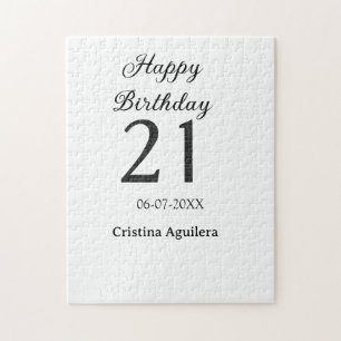 Happy 21st birthday bold letter simple name minima jigsaw puzzle