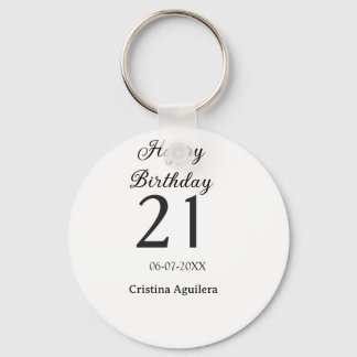 Happy 21st birthday bold letter simple name minima keychain