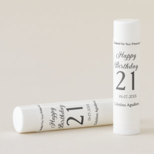 Happy 21st birthday bold letter simple name minima lip balm