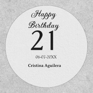 Happy 21st birthday bold letter simple name minima patch