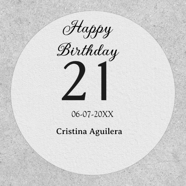 Happy 21st birthday bold letter simple name minima patch (Front)