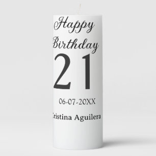 Happy 21st birthday bold letter simple name minima pillar candle