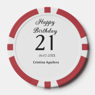 Happy 21st birthday bold letter simple name minima poker chips