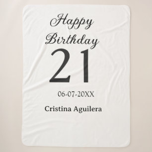 Happy 21st birthday bold letter simple name minima sherpa blanket