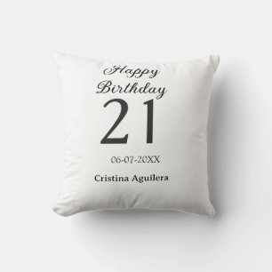 Happy 21st birthday bold letter simple name minima throw pillow