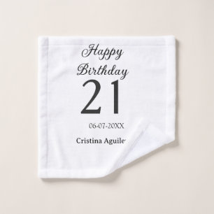 Happy 21st birthday bold letter simple name minima wash cloth