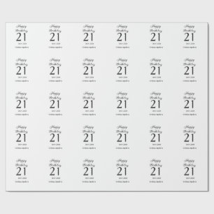 Happy 21st birthday bold letter simple name minima wrapping paper